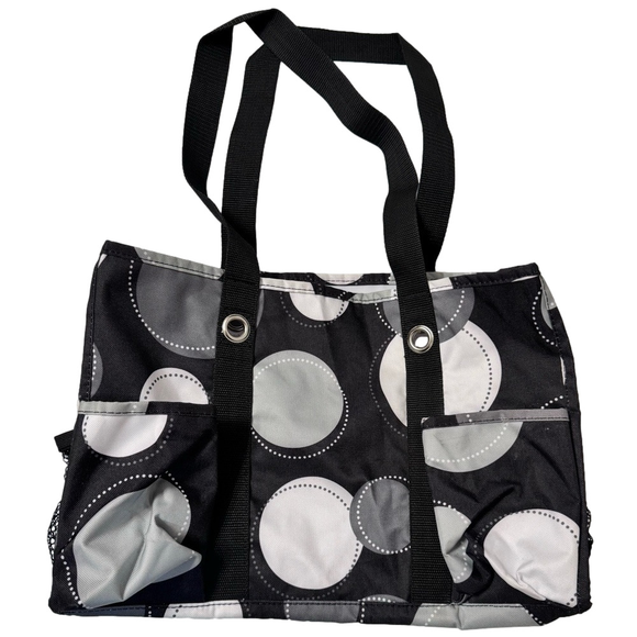 Thirty-One Organizing Utility Tote Black & White “Lotsa Dots” - Picture 2 of 5